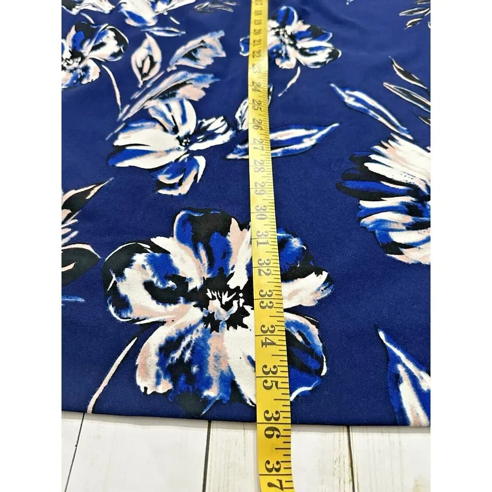 Eliza J White Plus Mini Dress Blue Floral Sz 22W‎ 3/4 Trumpet Sleeves